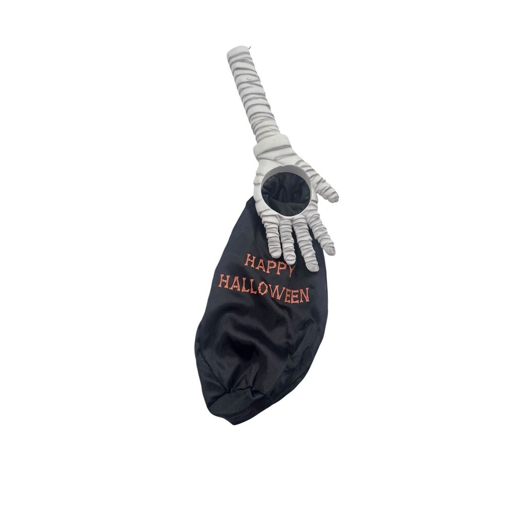 VTG 21" Gemmy Halloween Trick or Treat Talking  Arm Hand Candy Bag Sack Mummy